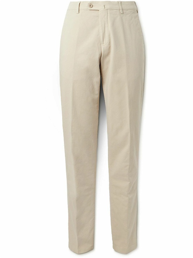 Photo: Loro Piana - Slim-Fit Cotton-Blend Trousers - Neutrals