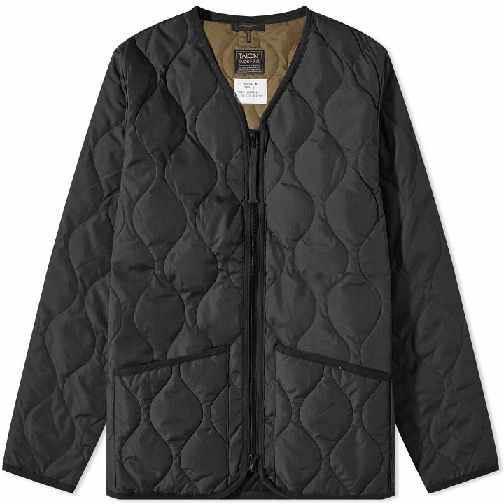 Photo: Taion Men's Military Zip V-Neck Down Jacket in Black