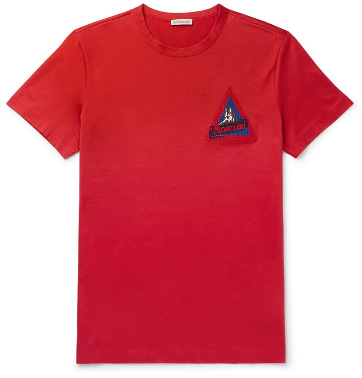 Photo: Moncler - Logo-Appliquéd Cotton-Jersey T-Shirt - Red