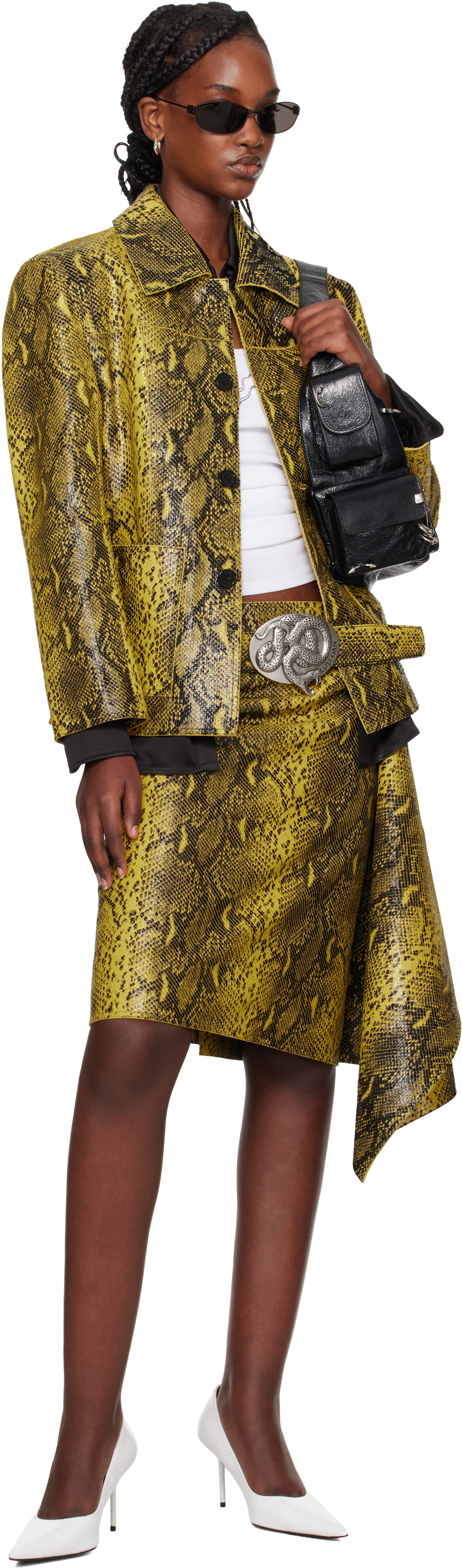 LU'U DAN Black & Yellow 'Year of the Snake' Jungle Carpet Python Belt