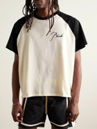 Rhude - Logo-Embroidered Colour-Block Cotton-Jersey T-Shirt - Neutrals
