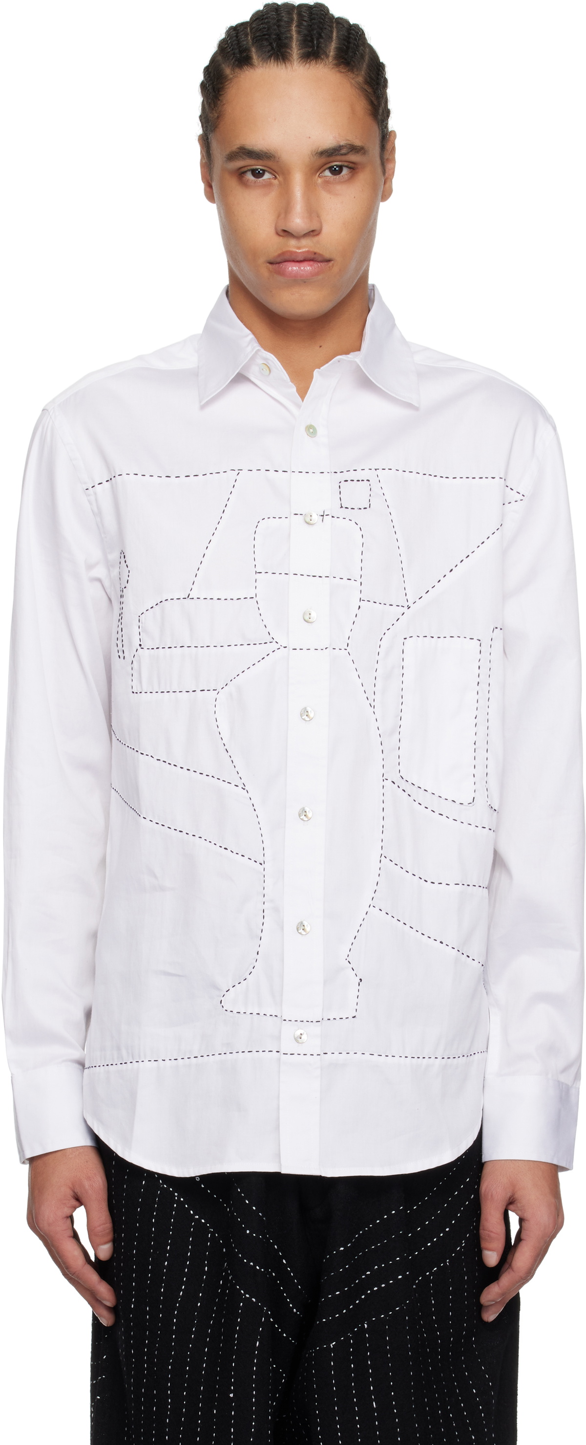 Glass Cypress White Little Boy Cutout Tailored Shirt
