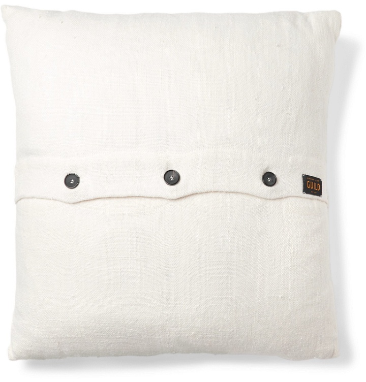 Photo: Roman & Williams Guild - Buttoned Linen Cushion - White