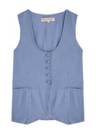 Free People Millie Linen-blend Waistcoat Denim