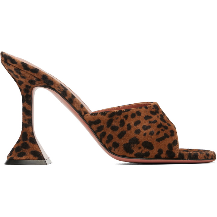 Photo: Amina Muaddi Brown & Black Lupita 95 Slipper Heeled Sandals