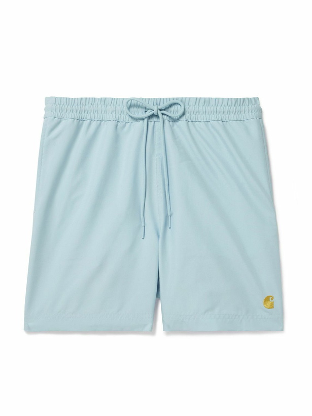 Photo: Carhartt WIP - Chase Straight-Leg Mid-Length Logo-Embroidered Swim Shorts - Blue