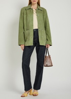 Reformation Veda Lincoln Panelled Suede Jacket Green