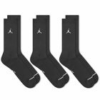 Air Jordan Men's Everyday Cushion Crew Sock - 3 Pack in Black/White