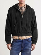 424 - HOORSENBUHS Cropped Embroidered Cotton Zip-Up Hoodie - Black