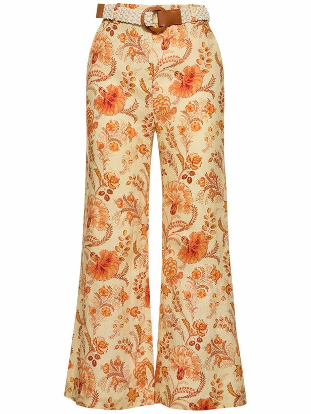 Photo: ZIMMERMANN - Junie Printed Linen Flared Crop Pants