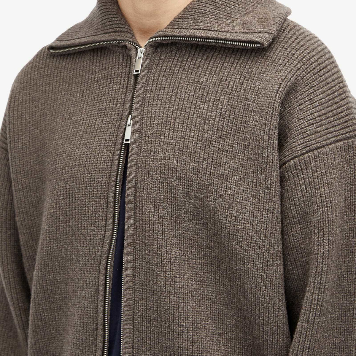 Studio Nicholson Men's Sandos Double Zip Rib Knit in Mole