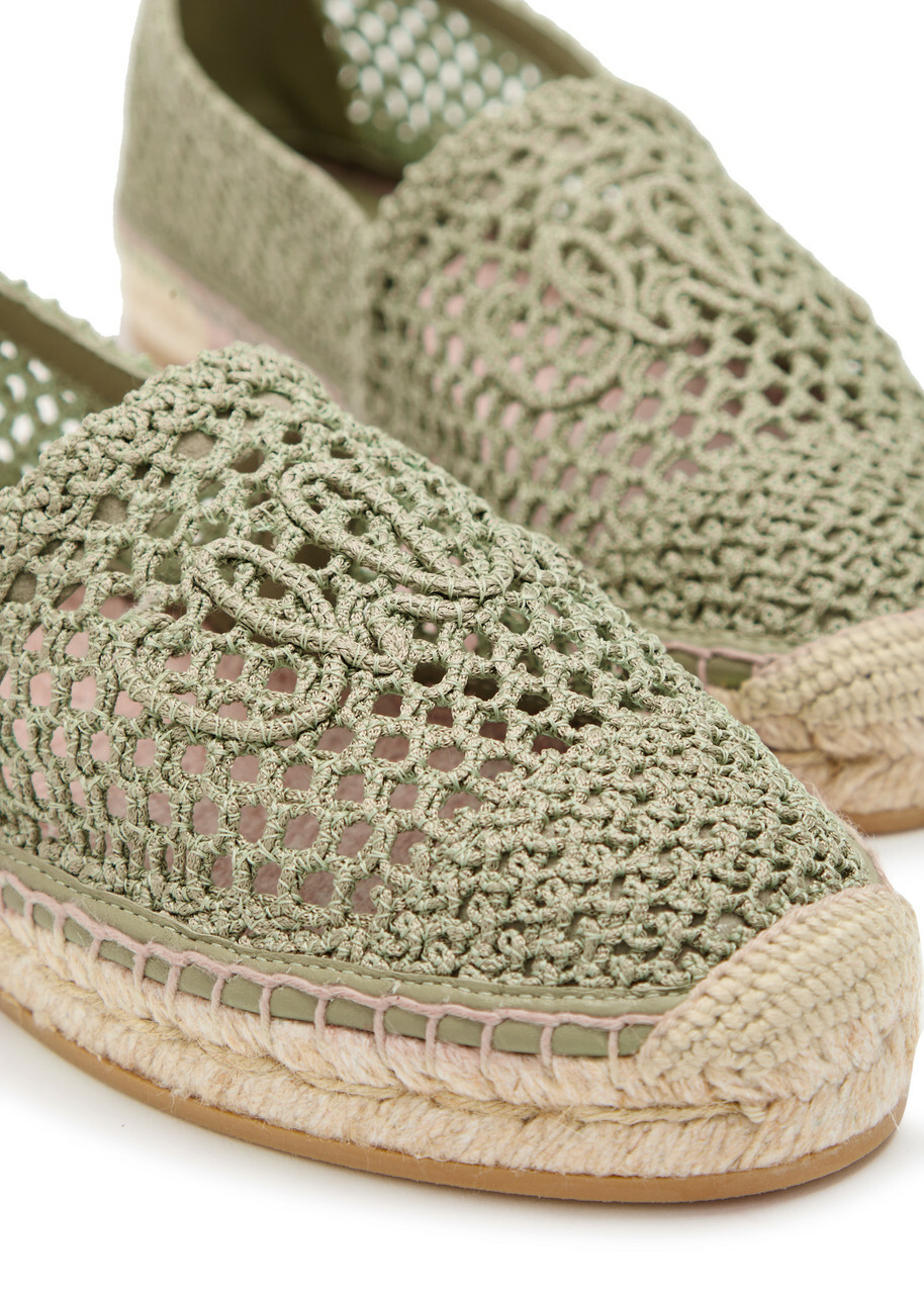 Chloe Isla Crocheted Espadrille Flats Green