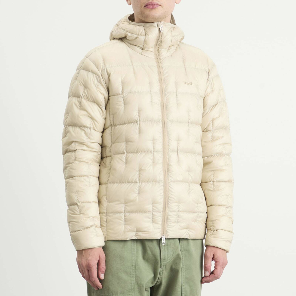 Haglöfs Men's Hede Down Hooded Jacket in Chalk Beige