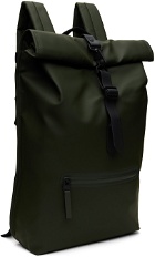 RAINS Green Rolltop Backpack