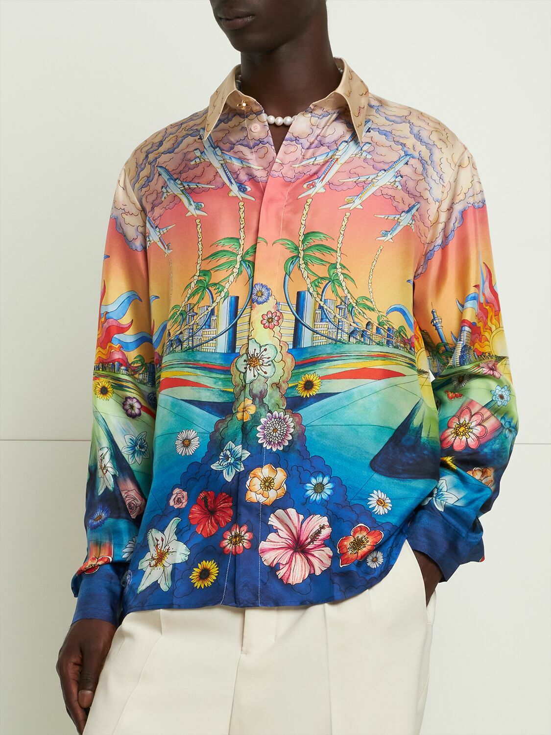 CASABLANCA - L'envol Print Silk Twill Shirt Casablanca