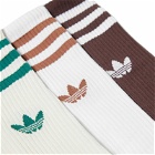 Adidas Men's Solid Crew Sock in White/Brown