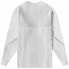 Homme Plissé Issey Miyake Men's Long Sleeve Arc Pleated T-Shirt in Light Grey