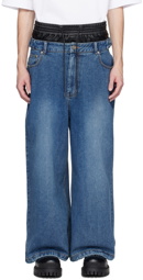 Juun.J Black & Blue Layered Jeans