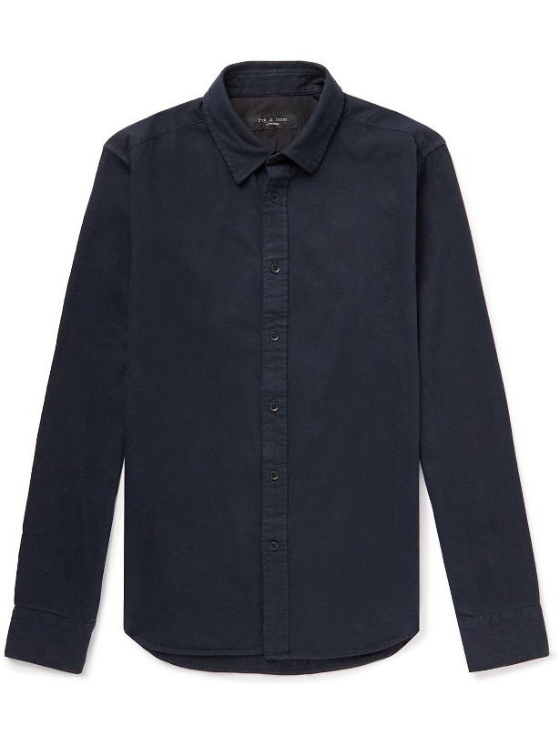 Photo: Rag & Bone - Pursuit 365 Garment-Dyed Cotton-Flannel Shirt - Blue
