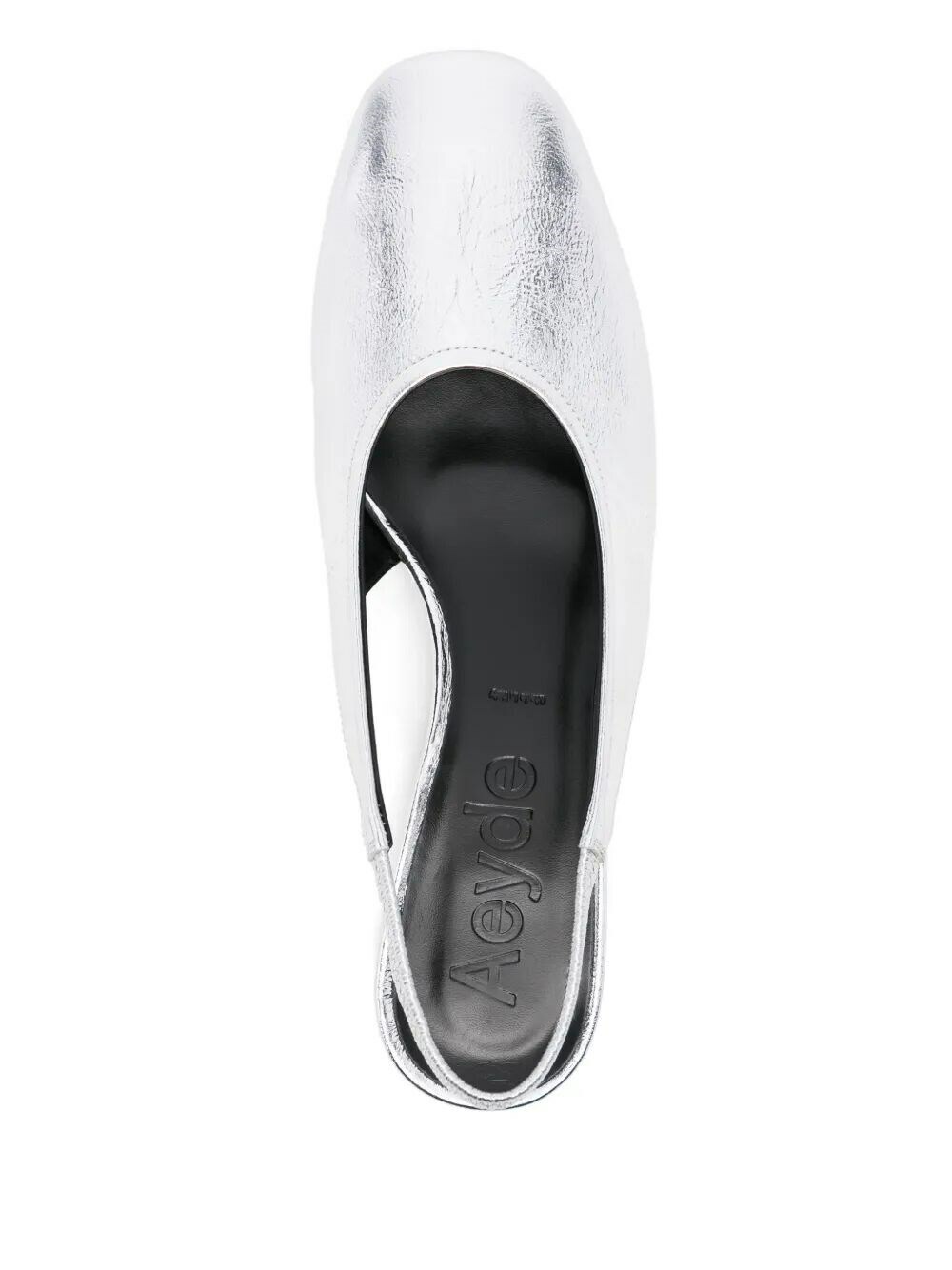 Aeyde Dua Crackle Laminated Calf Leather Silver in Metallic