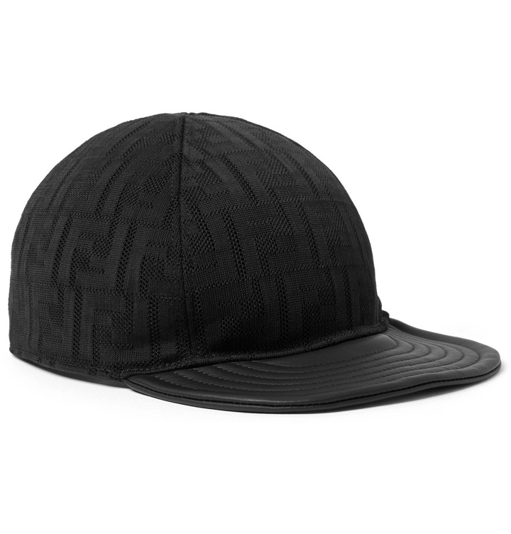 Photo: Fendi - Leather-Trimmed Logo-Jacquard Mesh Baseball Cap - Black