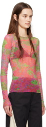 Serapis Pink & Green Graphic Long Sleeve T-Shirt