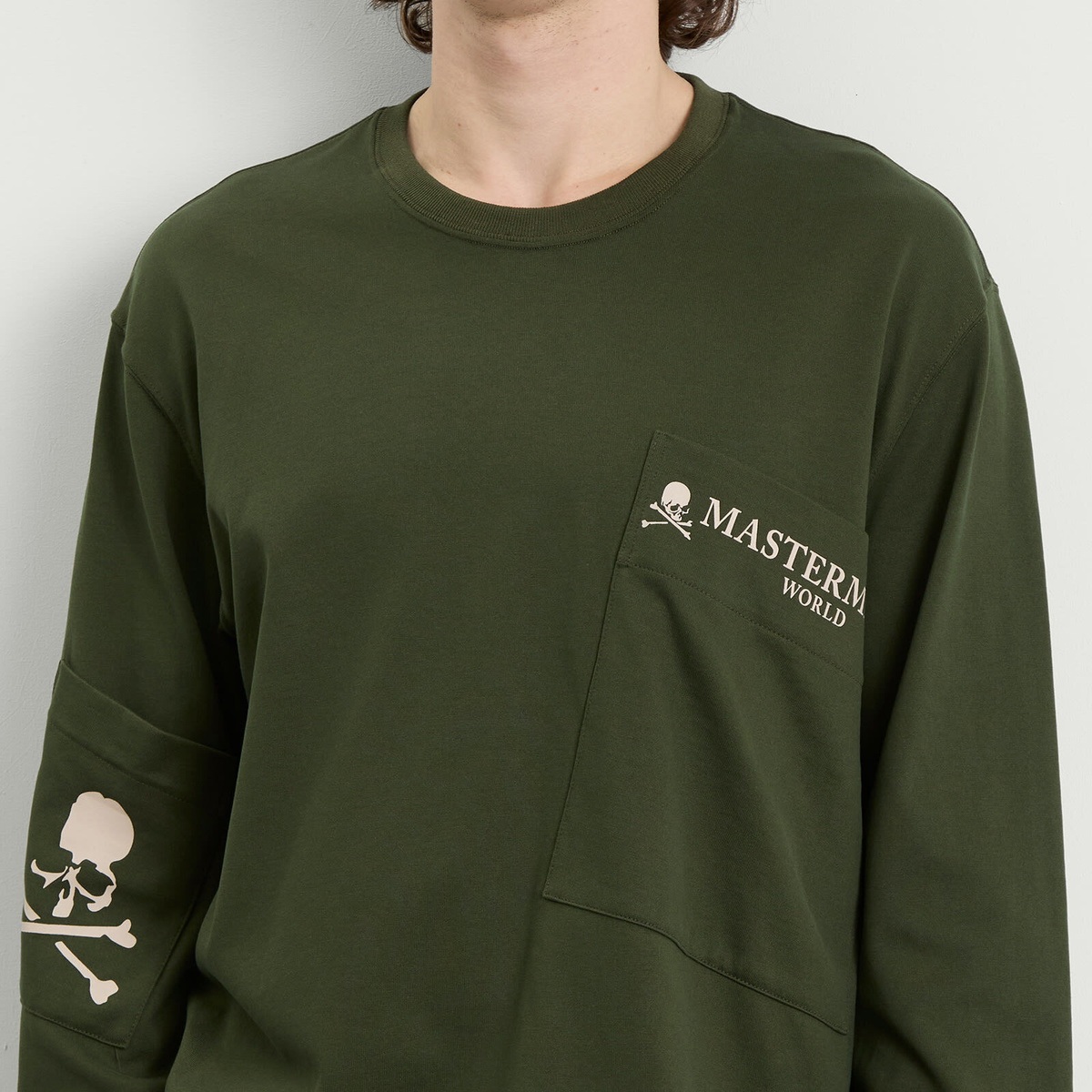 MASTERMIND WORLD Men's Multi Pocket Long Sleeve T-Shirt in Olive