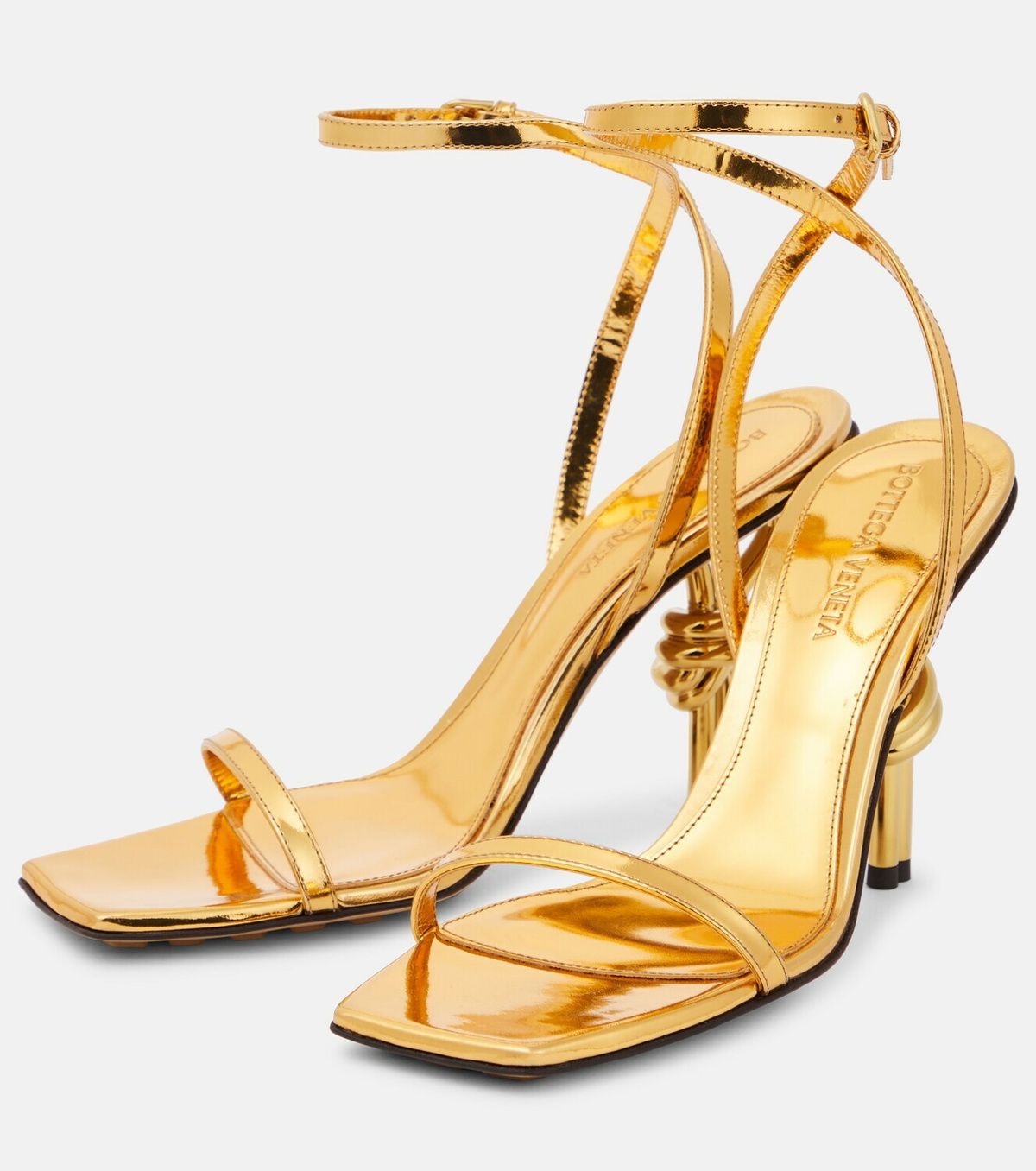 Bottega Veneta Knot mirrored leather sandals Bottega Veneta