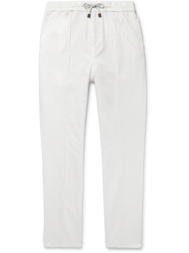 Photo: Brunello Cucinelli - Cotton-Twill Trousers - White