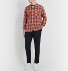 Mr P. - Camp-Collar Checked Tencel Shirt - Orange