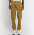 Folk - Fraction Pleated Panelled Cotton-Twill and Faille Trousers - Neutrals