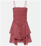 Marant Etoile Ankage smocked ruffled cotton minidress