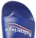 Balenciaga - Logo-Print Leather Slides - Blue