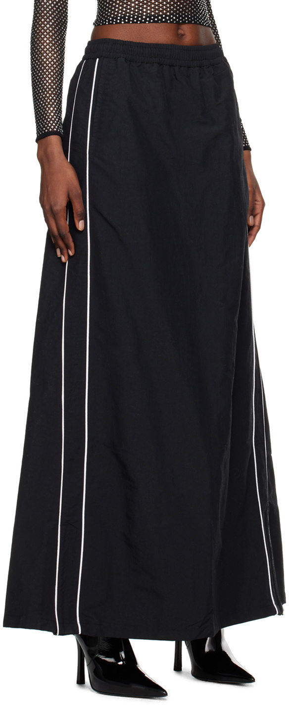 Abra Black Piping Maxi Skirt
