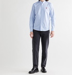 AMI PARIS - Button-Down Collar Logo-Embroidered Cotton Oxford Shirt - Blue