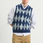 Beams Plus Men's Mohair Argyle Knit Vest in Navy
