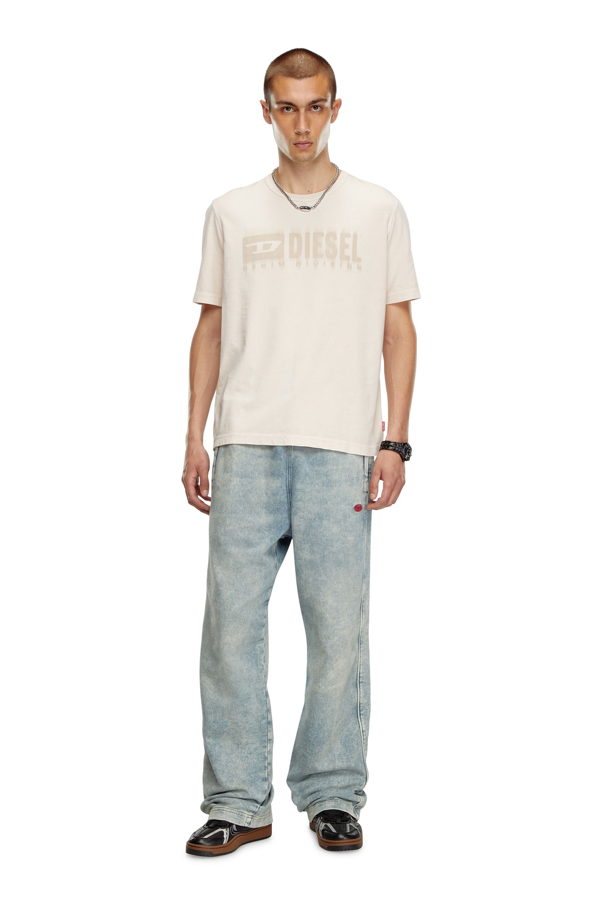 Diesel T-shirt with sun-faded treatment - T-Shirts Mens in Beige