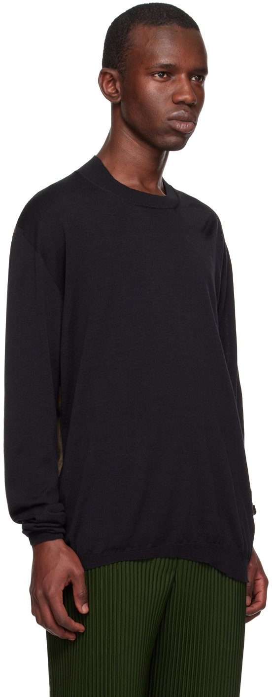 UMA WANG Black & Khaki Duotone Sweater
