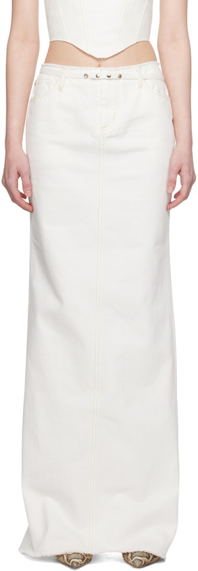 Photo: JUNEYEN White Belted Denim Maxi Skirt