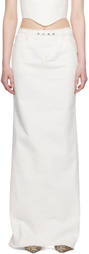 JUNEYEN White Belted Denim Maxi Skirt