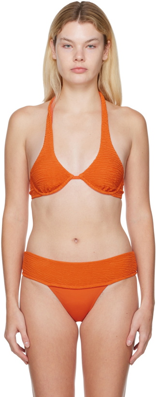 Photo: Fleur du Mal Orange Smocked Bikini Top
