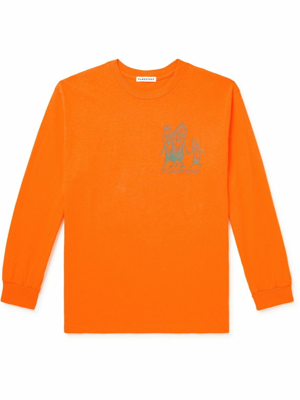 Photo: Flagstuff - Printed Cotton-Jersey T-Shirt - Orange