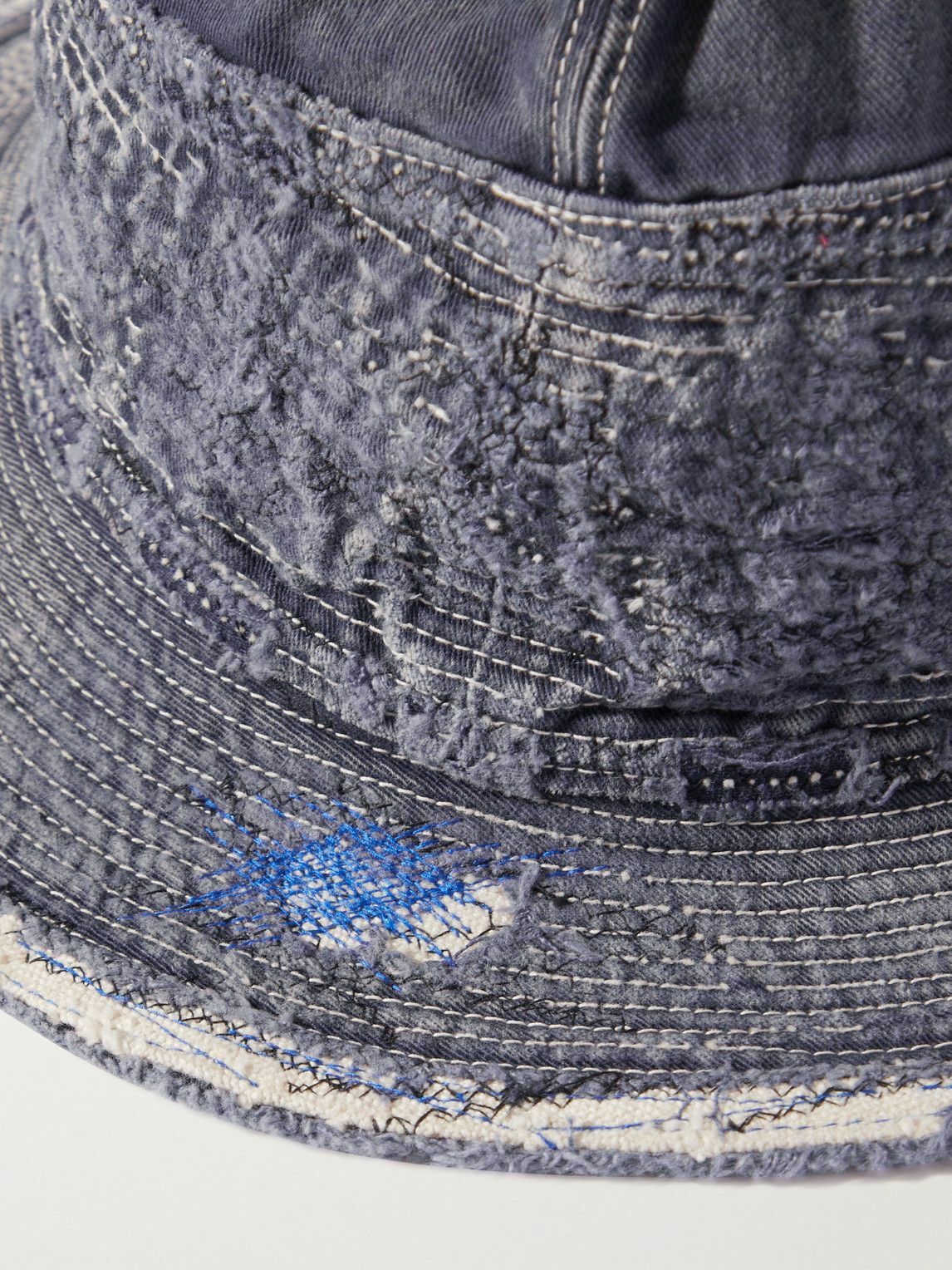 KAPITAL - The Old Man and the Sea Distressed Buckled Cotton-Twill Bucket Hat