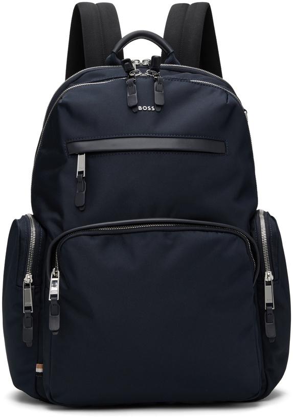 Photo: BOSS Navy Structured-Material Backpack