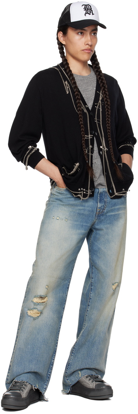 R13 Black Chain Embellished Cardigan R13