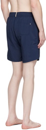 BOSS Navy Embroidered Swim Shorts