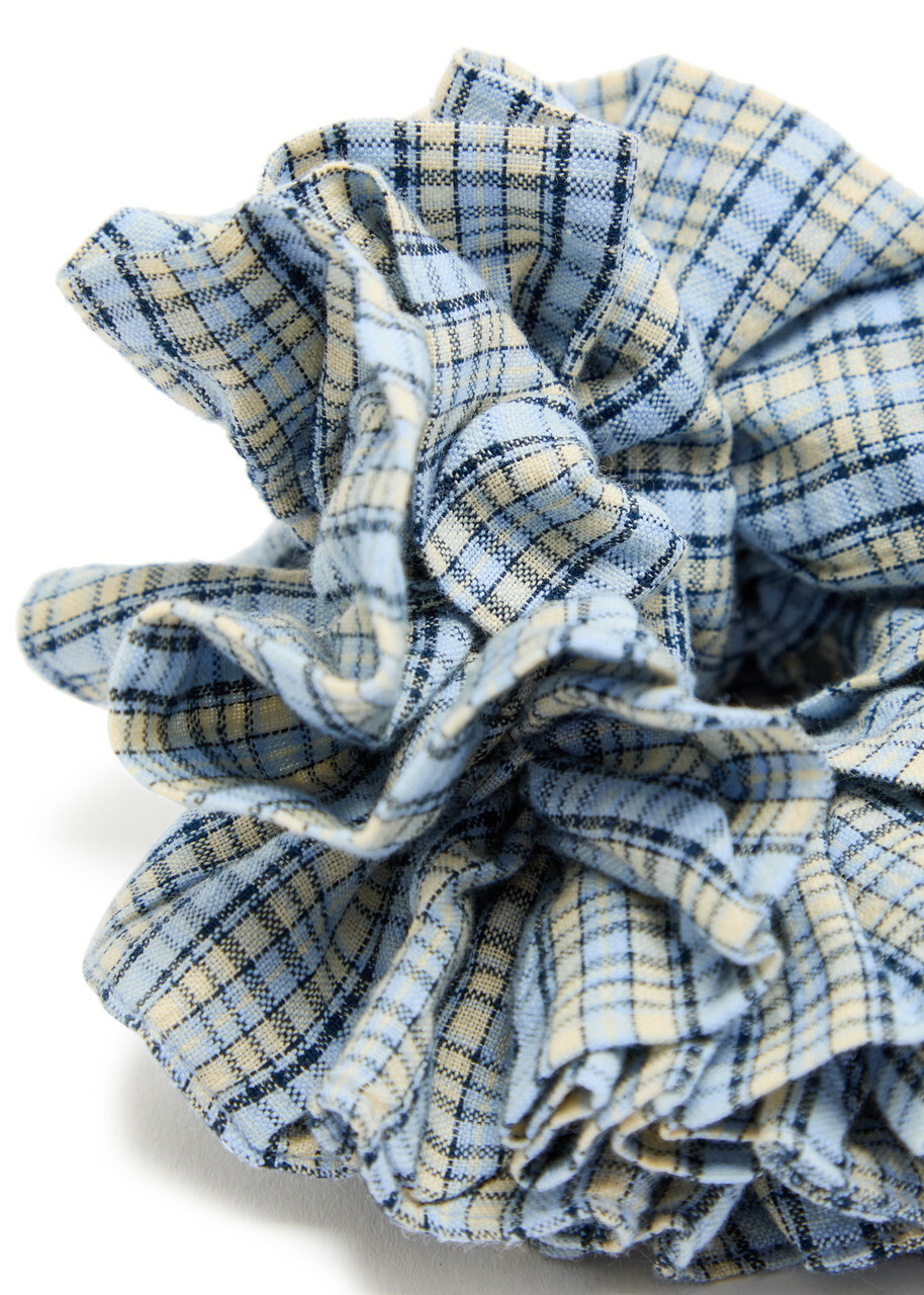 Damson Madder Garter Checked Cotton Scrunchie - Multicoloured - One Size