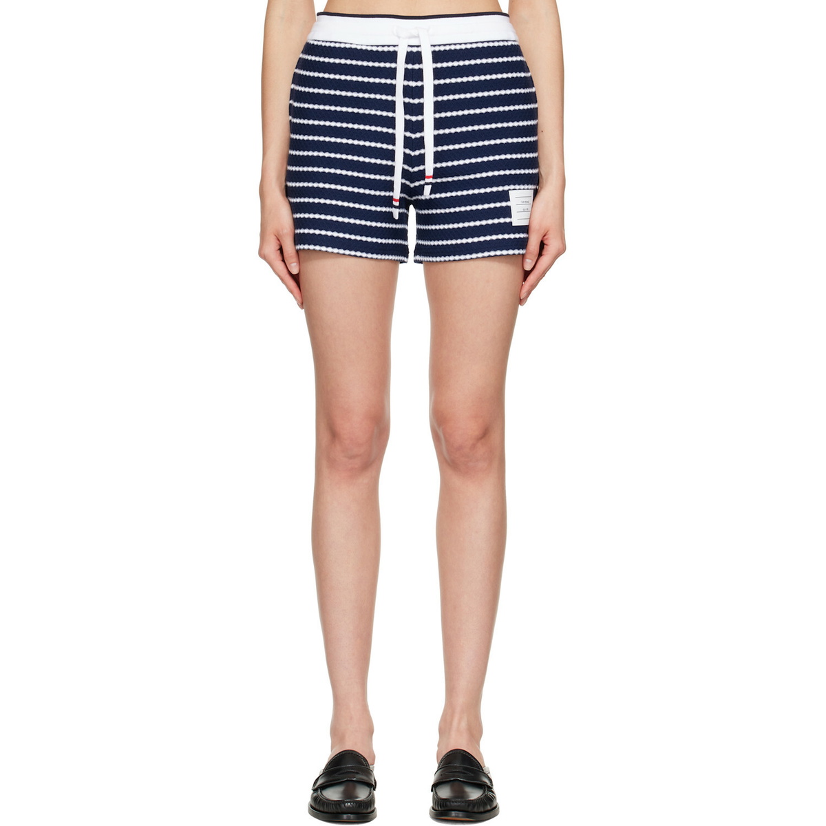 Thom Browne Navy Striped Honeycomb Shorts