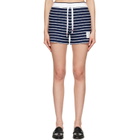 Thom Browne Navy Striped Honeycomb Shorts