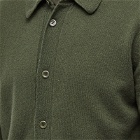 Norse Projects Men's Martin Merino Lambswool Button Polo Shirt in Army Green